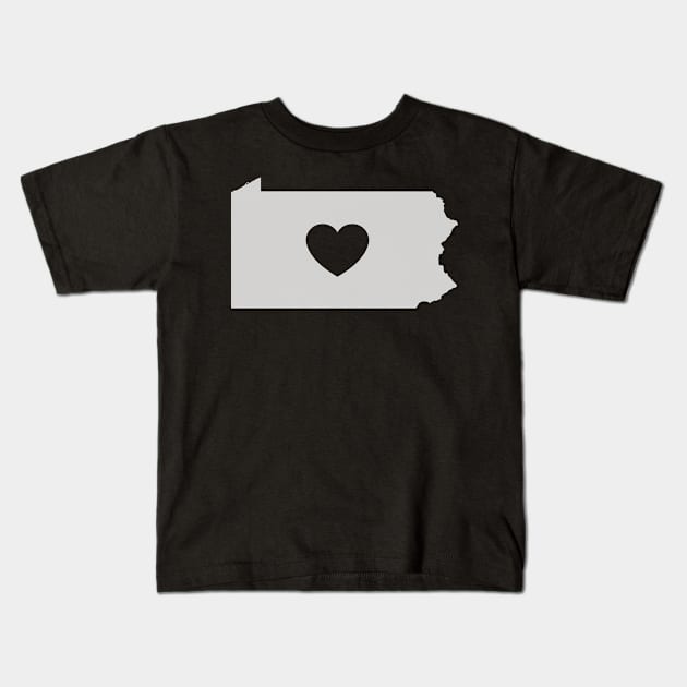 Pennsylvania Love Heart Kids T-Shirt by helloshirts